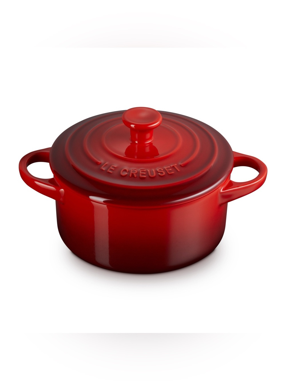 Le Creuset Stoneware Mini Round Cocotte Cerise red Porcelain glazed 8 ounce